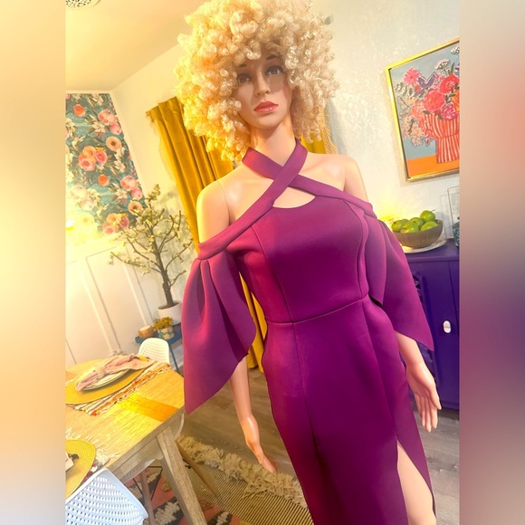 ASOS Purple/Maroon Unique Edgy Cut Out Dress Sz 4 - NWT - Picture 2 of 16